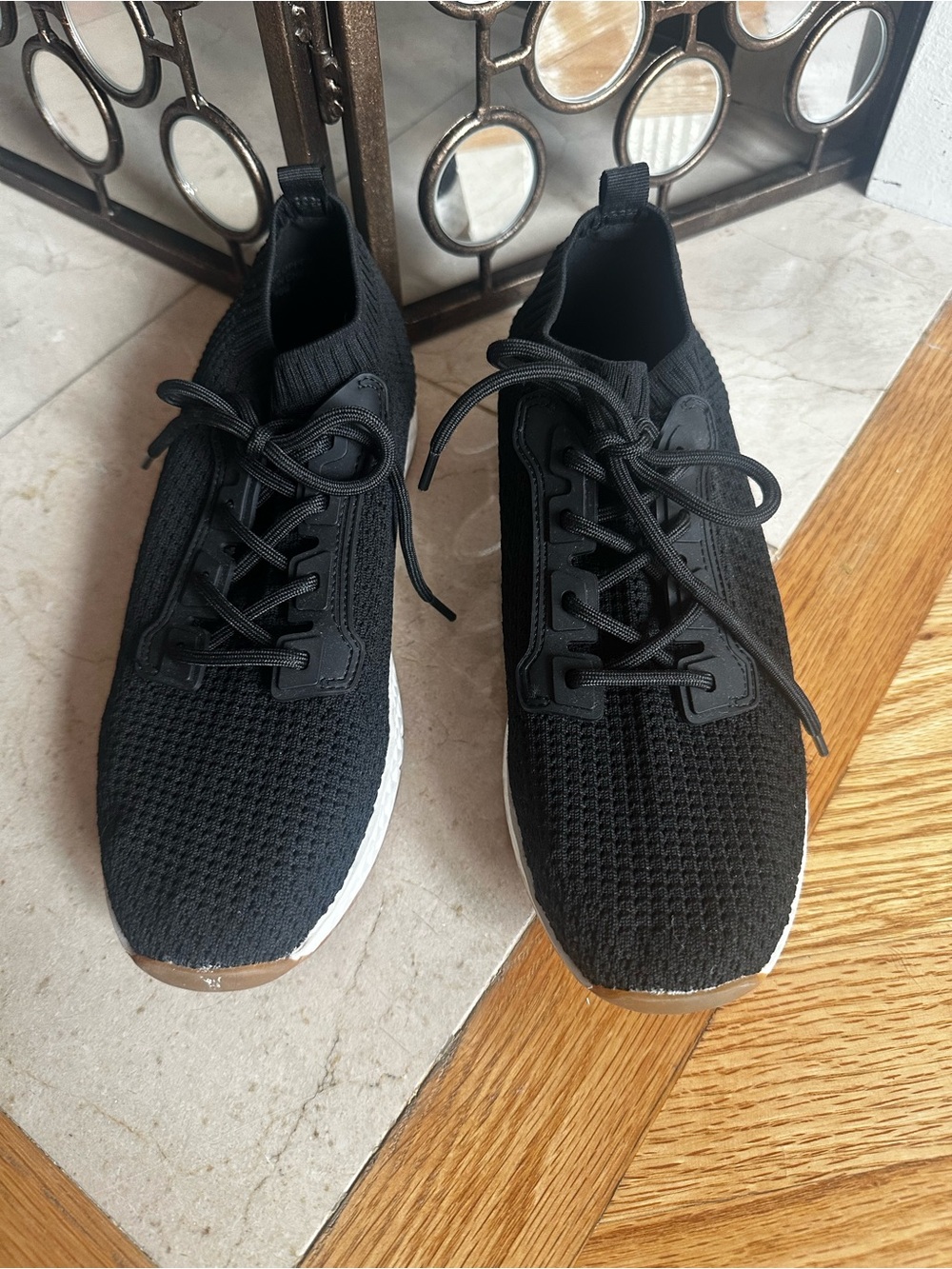 Wonen’s Black Knit Lace-Up Sneakers - Lightweight Comfort